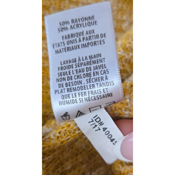 Vintage Express Sweater Small Yellow Slouchy Flare Sleeve Oversized Rib Knit Y2K - Picture 9 of 9